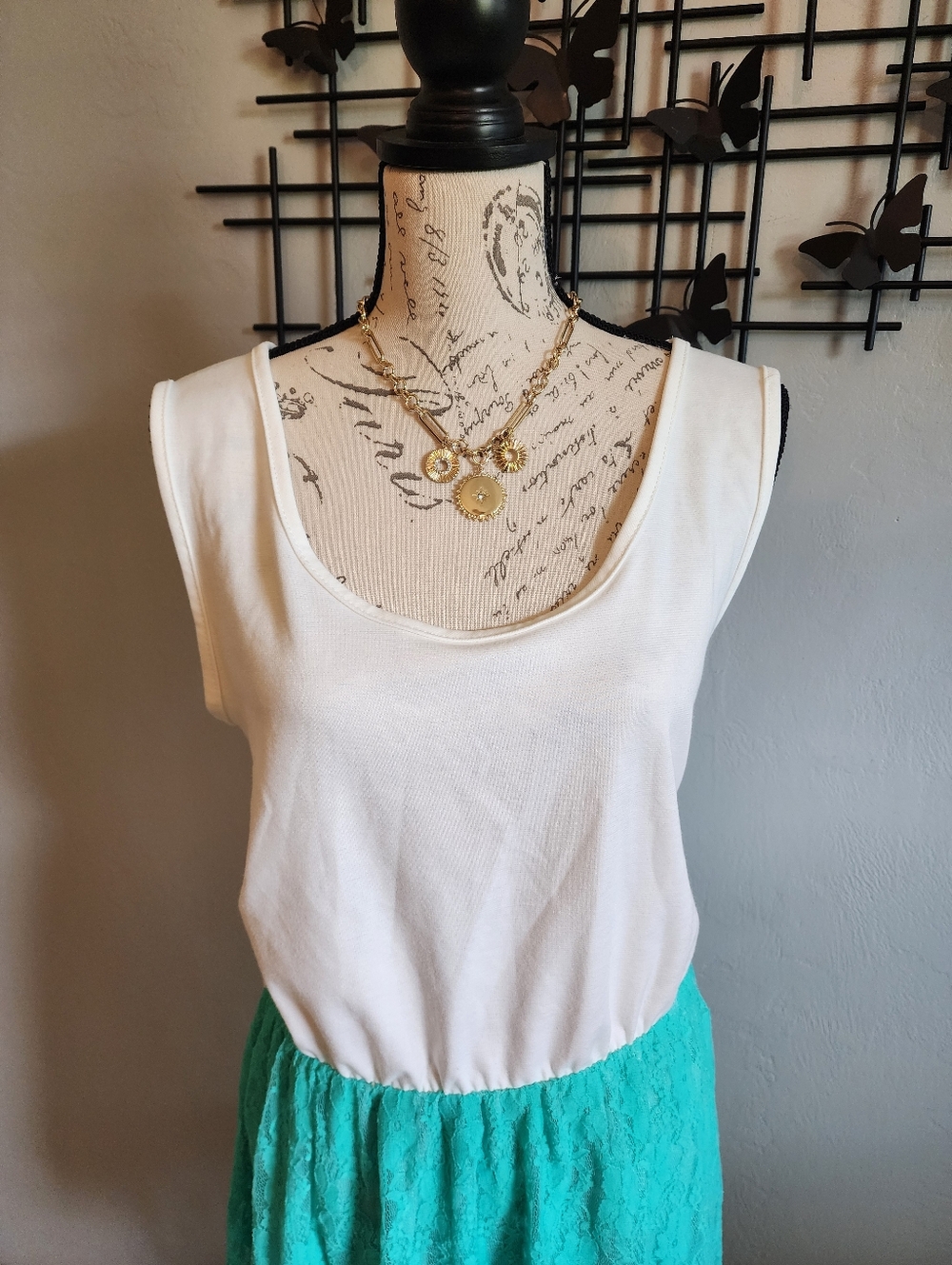 3 For $15! Rue21 White and Teal High Low Dress - Picture 2 of 5